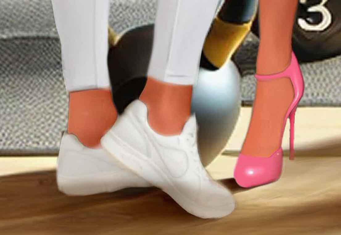 A pair of feet wearing white and pink shoes

AI-generated content may be incorrect.