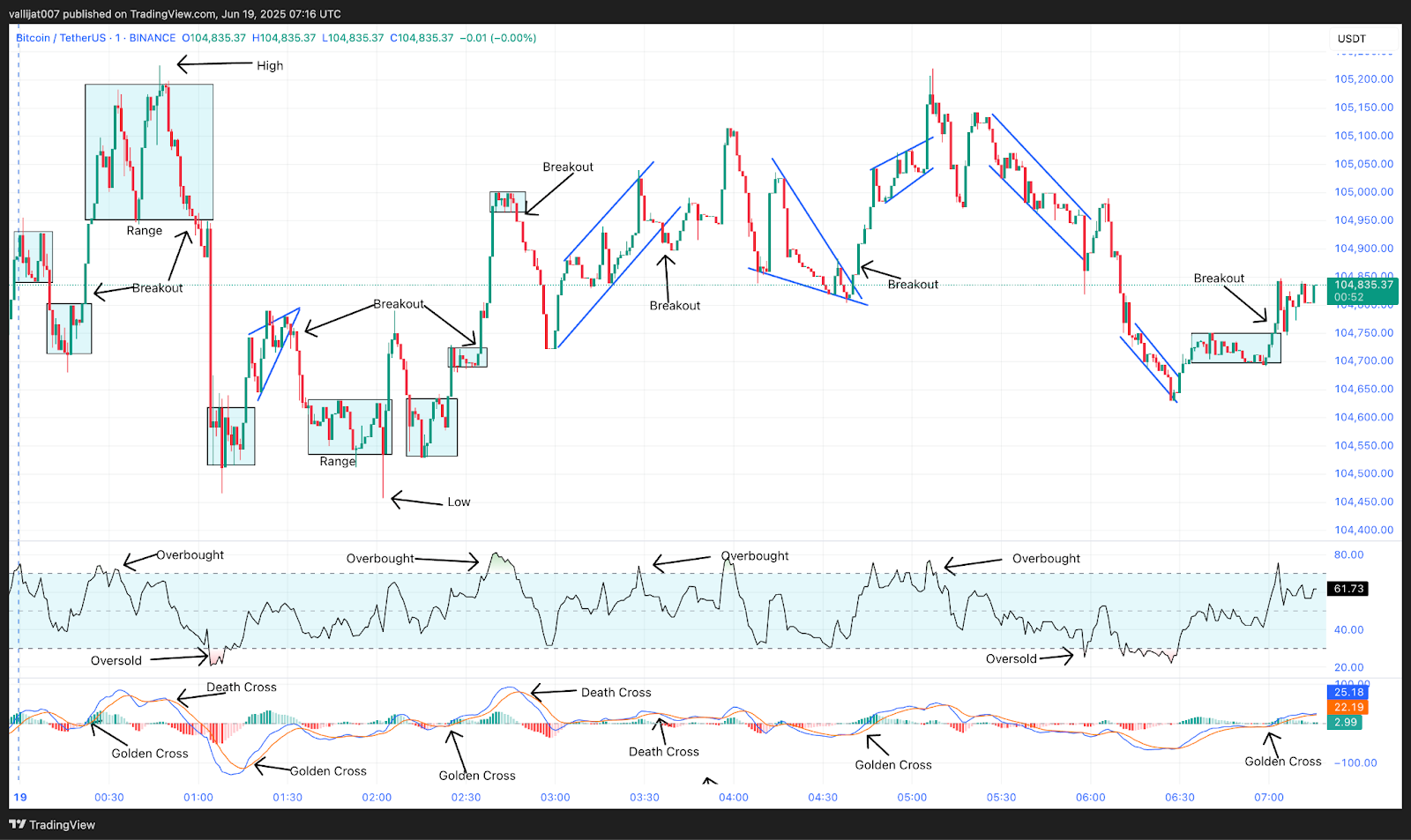 Chart 22: BTC/USDT M1 Chart, Analysed by vallijat007, published on TradingView, June 19, 2025
Bitcoin price