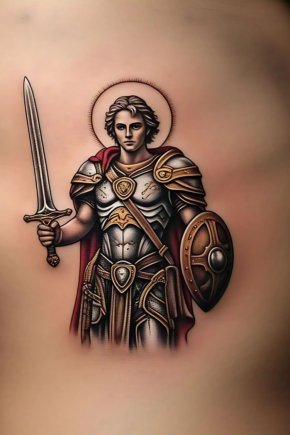 Saint Michael Tattoo on the Ribcage