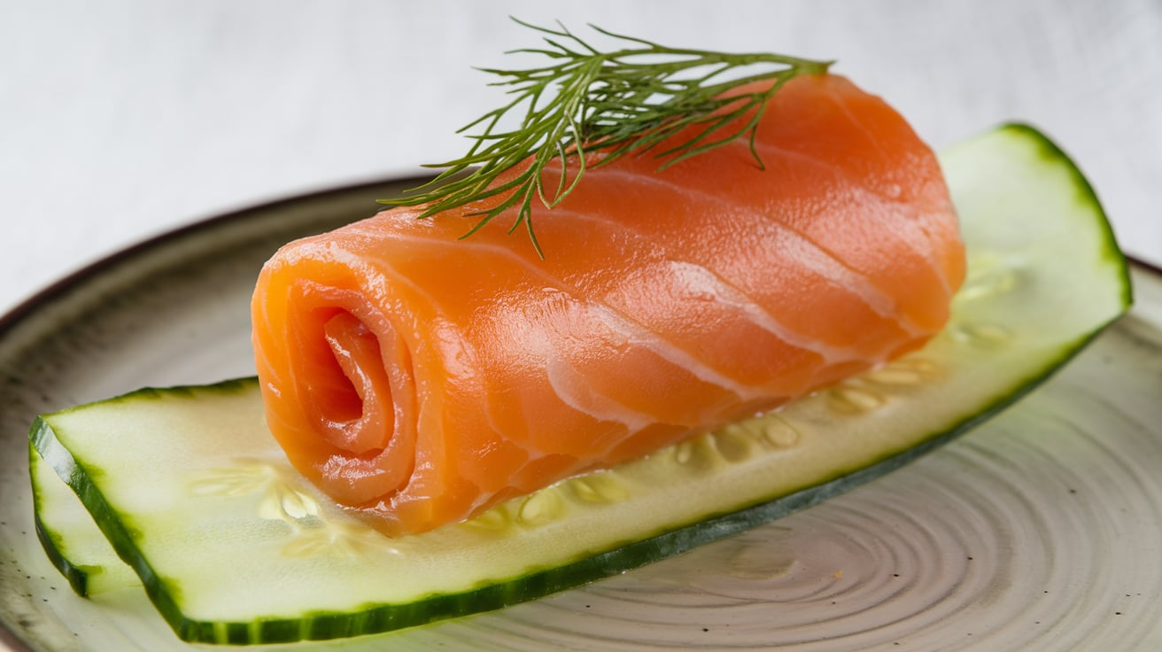 Chatelaine Smoked Salmon Roll on Cucumber Recipe