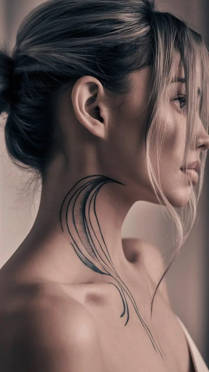 a perfect neck tattoo for women