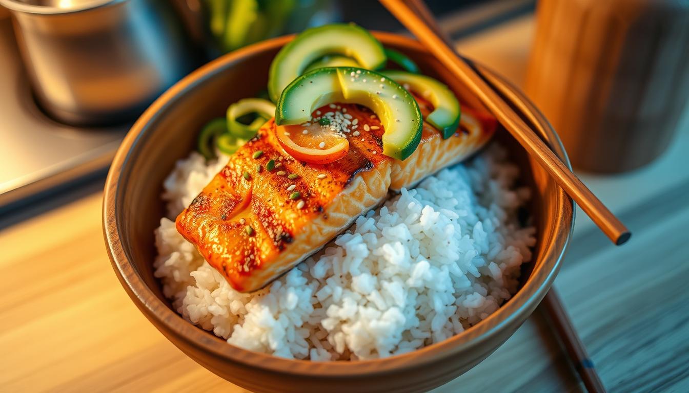 Salmon rice bowl