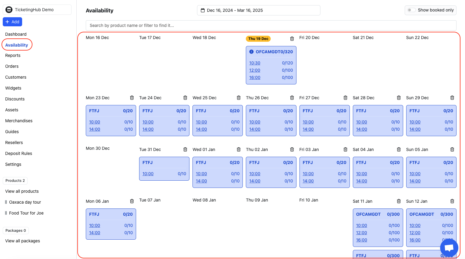 Go to the Availability Dashboard to review the updated schedule