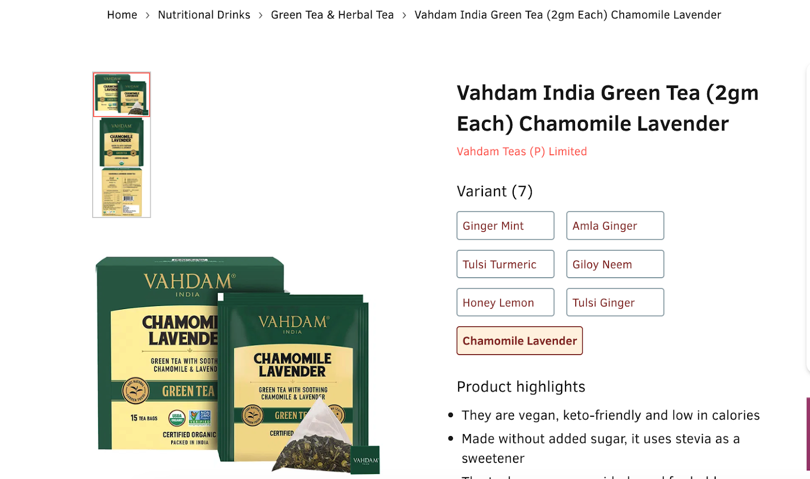 Vahdam's products available of pharmacy platform 1mg. 