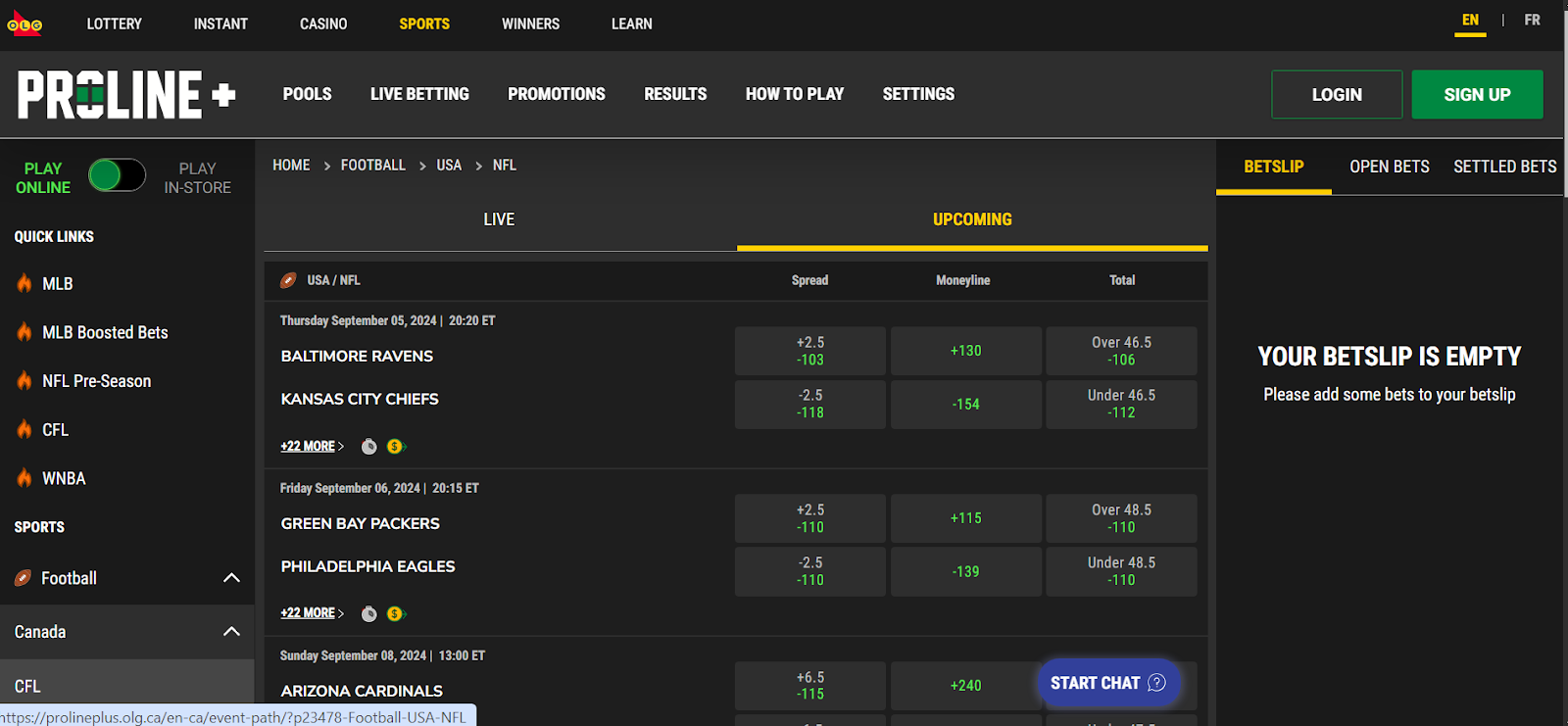 Proline+ NFL Betting Sites