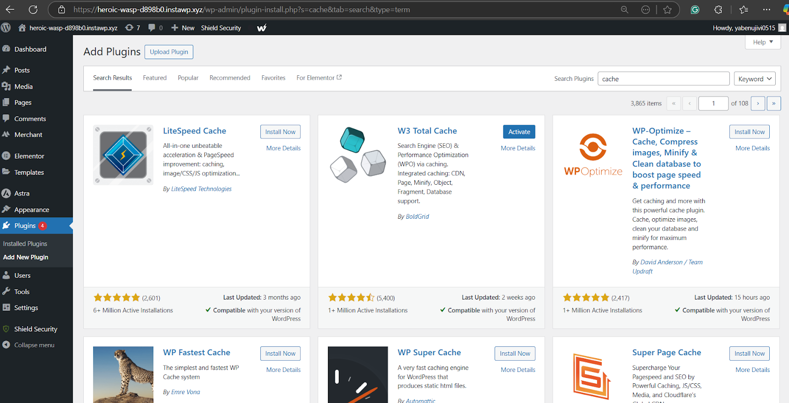 Clear WordPress cache using a plugin 
