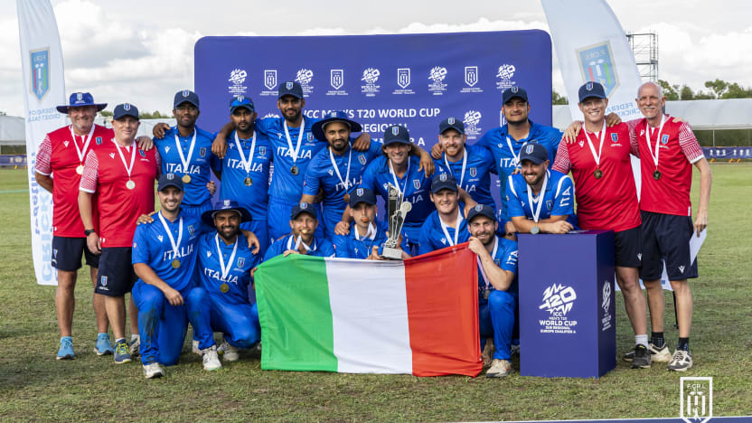  Italian cricket squad in a net session preparing for T20 World Cup 2026
