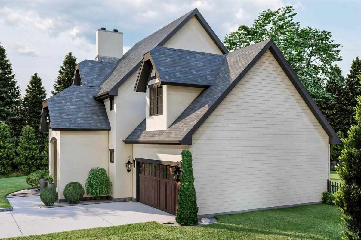Right rendering of the 3-bedroom two-story European cottage.