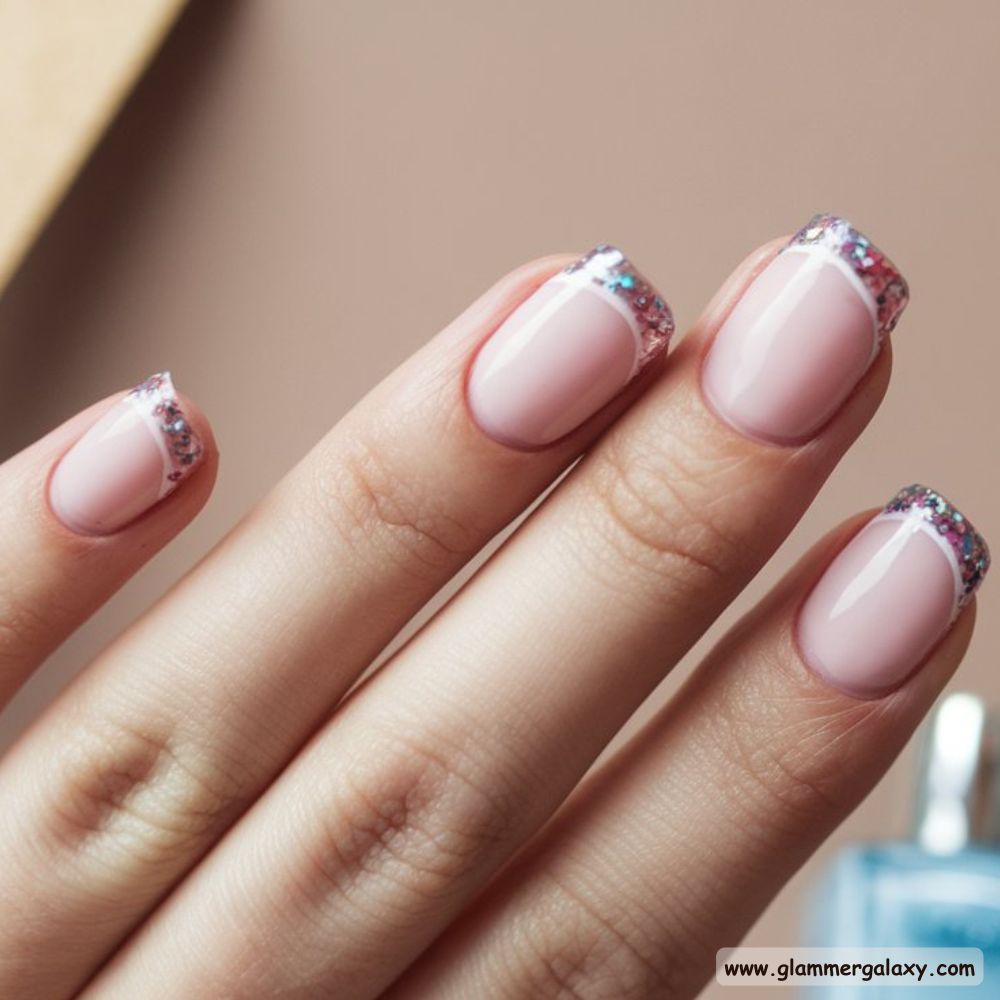 Birthday Nail Designs having Glitter-Edged French Tips
