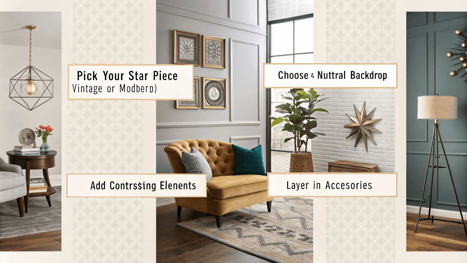 vintage or modern contrasting furniture elements