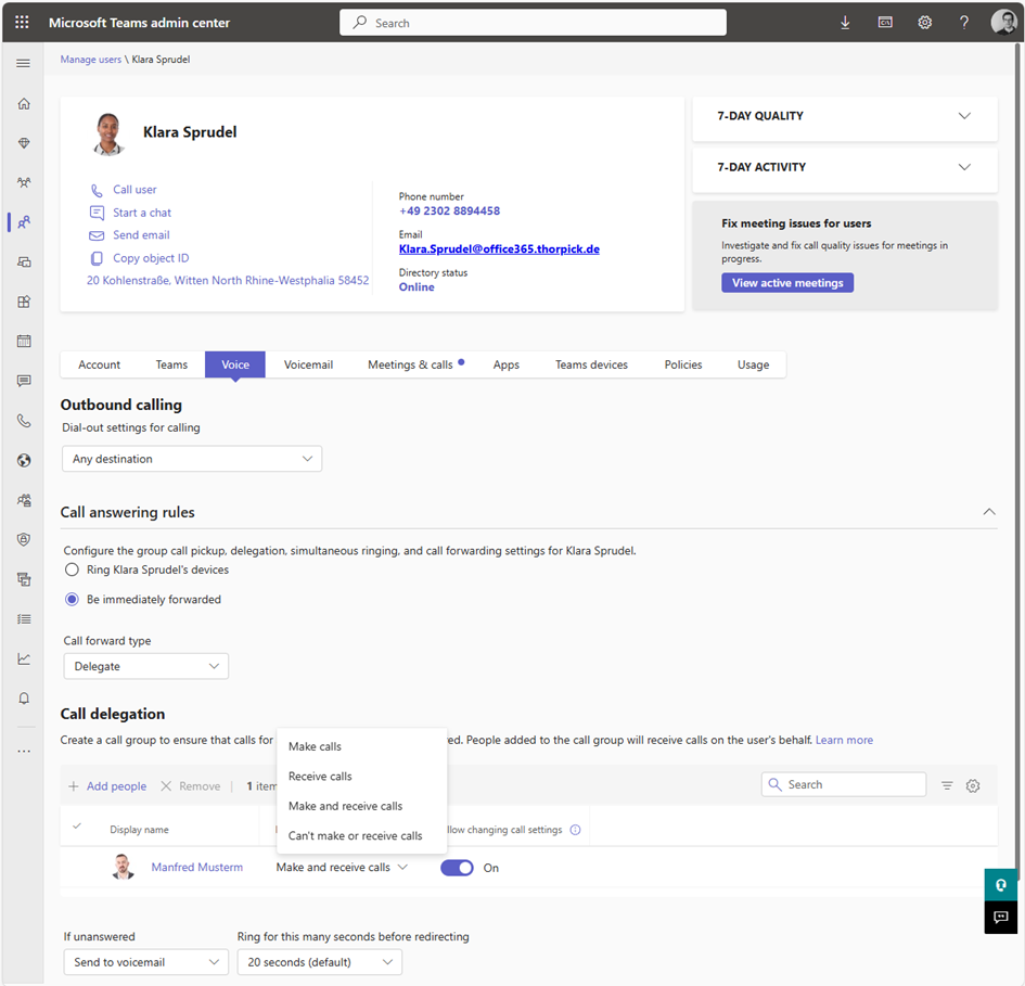 Microsoft Teams shared line appearance with multiple delegates