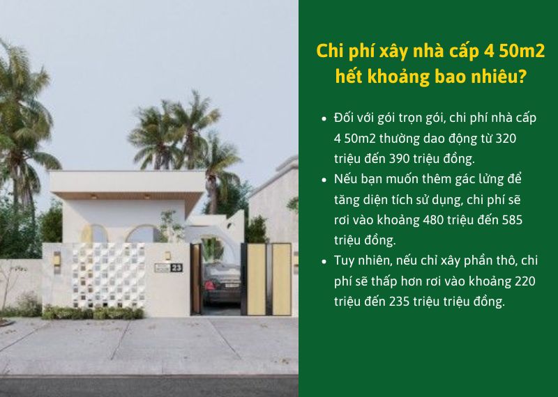 Chi phi xay nha cap 4 50m2 het khoang bao nhieu Nhat Tin