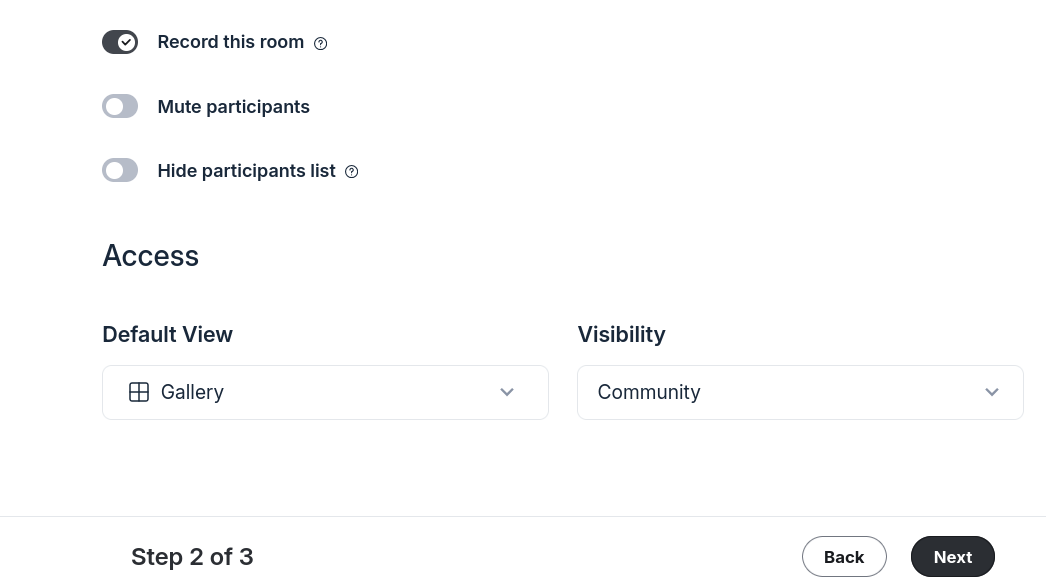 live room settings