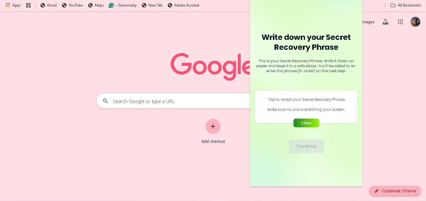 dmail recovery phrase extension