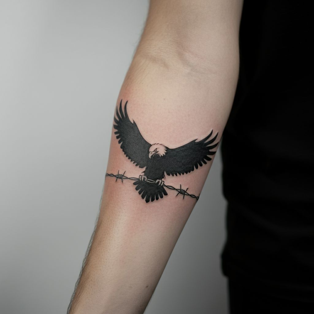Barbed Wire Eagle Tattoo