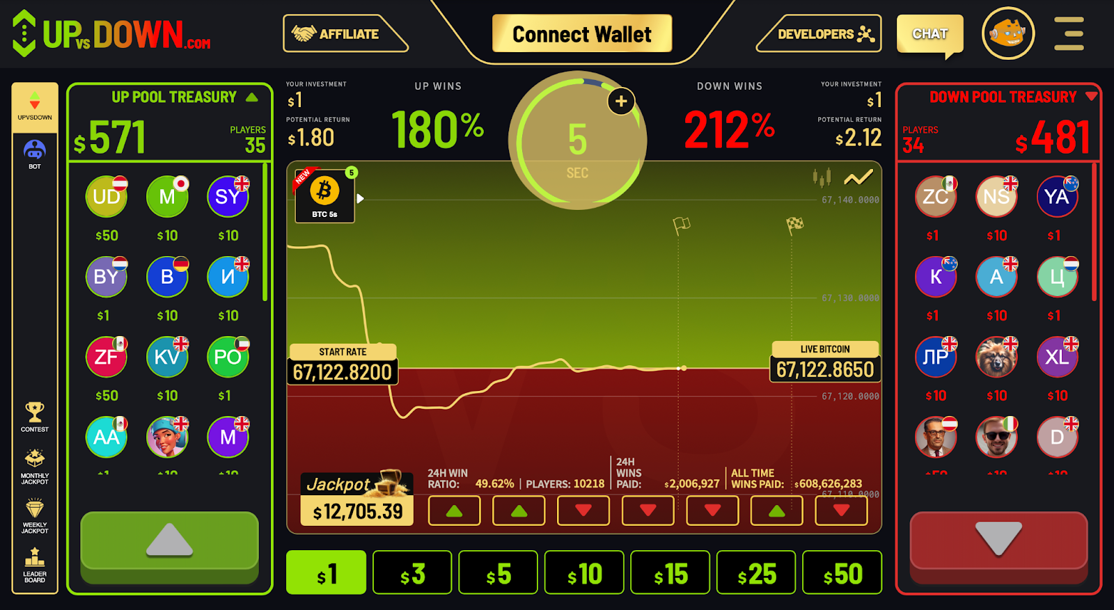 UPvsDOWN? Make Your 30-Second Bitcoin Bet 