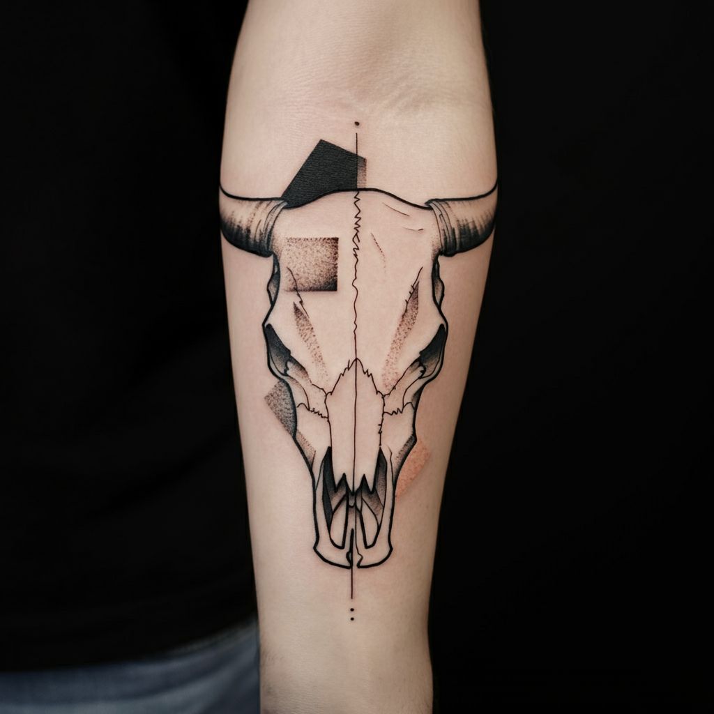 Cow Skull Tattoo on arm
