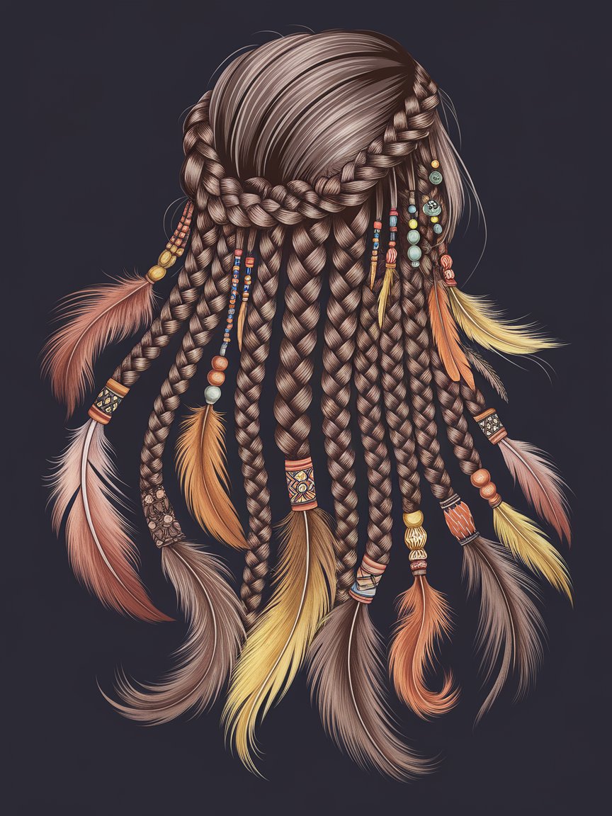 8. Long Feathered Hair