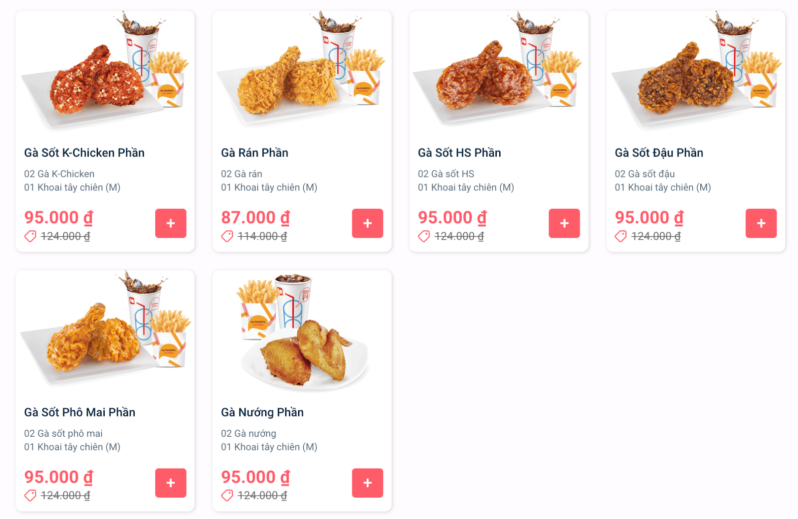 Menu Lotteria gà rán phần