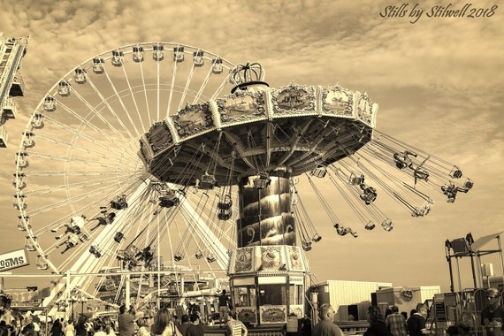 Nursery Decor,Swing Ride Giant Ferris Wheel,Carnival Amusement Park,Beach  Home Decor,Nostalgic New Jersey Shore Art,Children's Room Wall Art