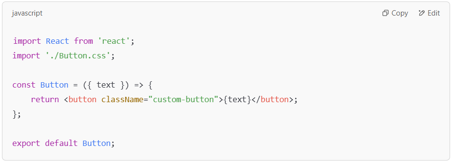 React button component with hover effect.