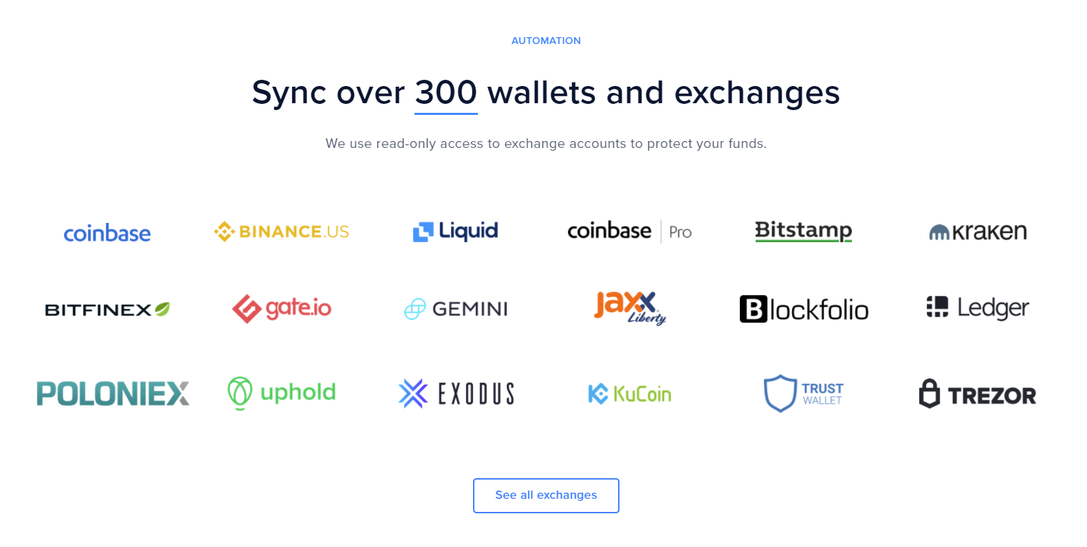 Major cryptocurrency exchanges logos