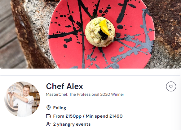 Chef Alex as one of the top 20 chefs in UK