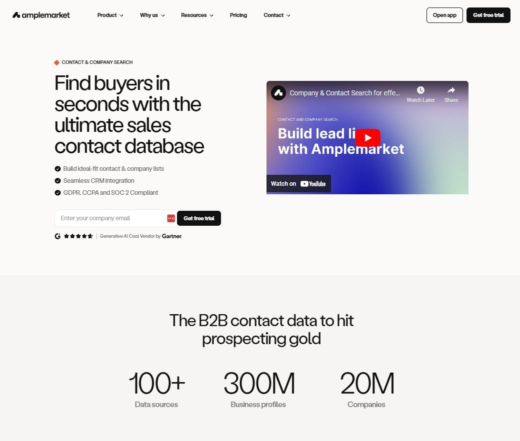 amplemarket landing page