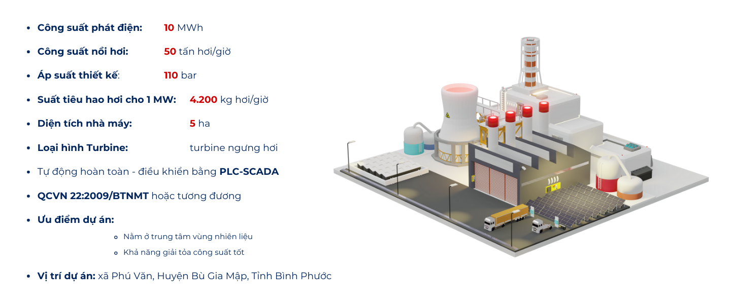 dự án nhà máy nhiệt điện sinh khối của DIVI tại Bình Phước