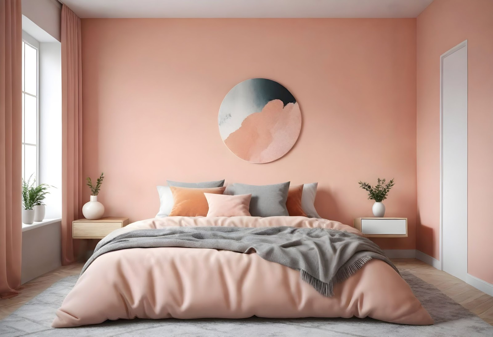 Pink Two Colour Combination for Bedroom Walls
