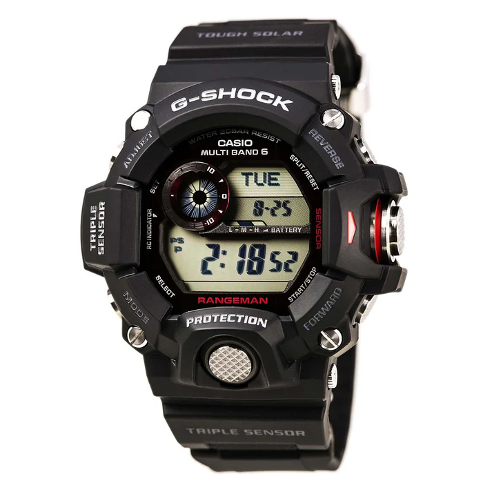 Casio GW9400-1 Men's G-Shock Rangeman Tough Solar Black Resin Strap Digital Grey Dial Dive Watch