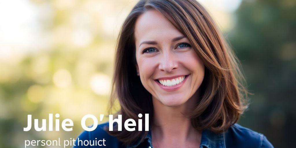 Portrait of Julie O'Neill smiling in a natural setting.