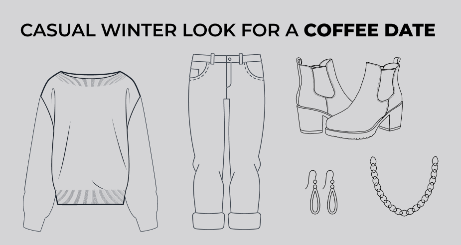 Casual winter date outfit for a coffee date 