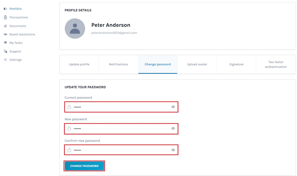change password 