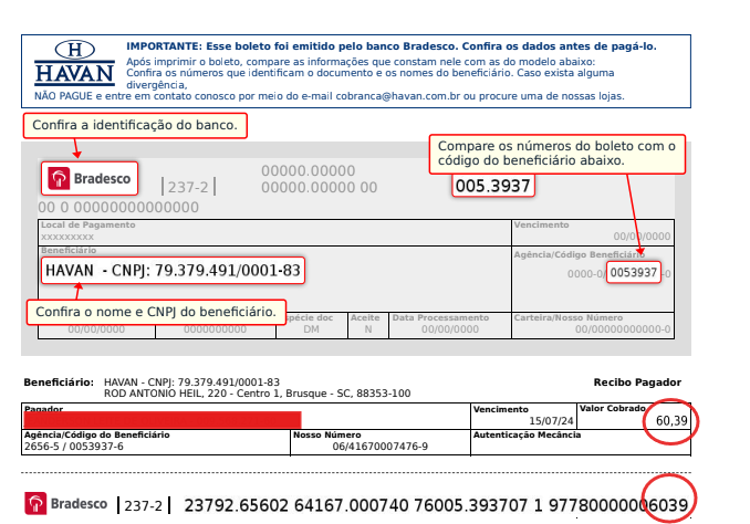 Print mostrando como checar se um boleto é verdadeiro e confiável.