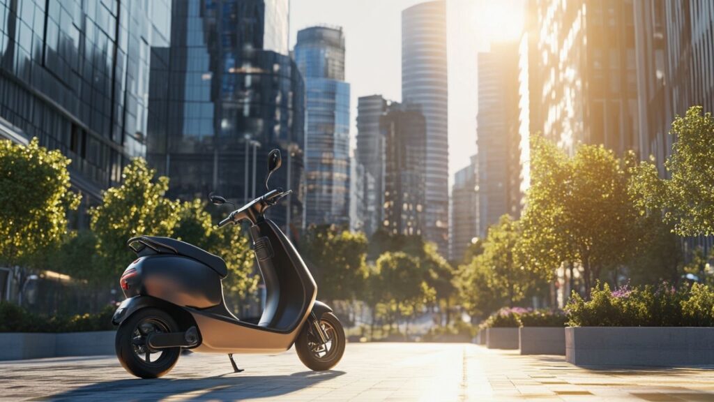 Electric mobility scooter in a smart green city environment
