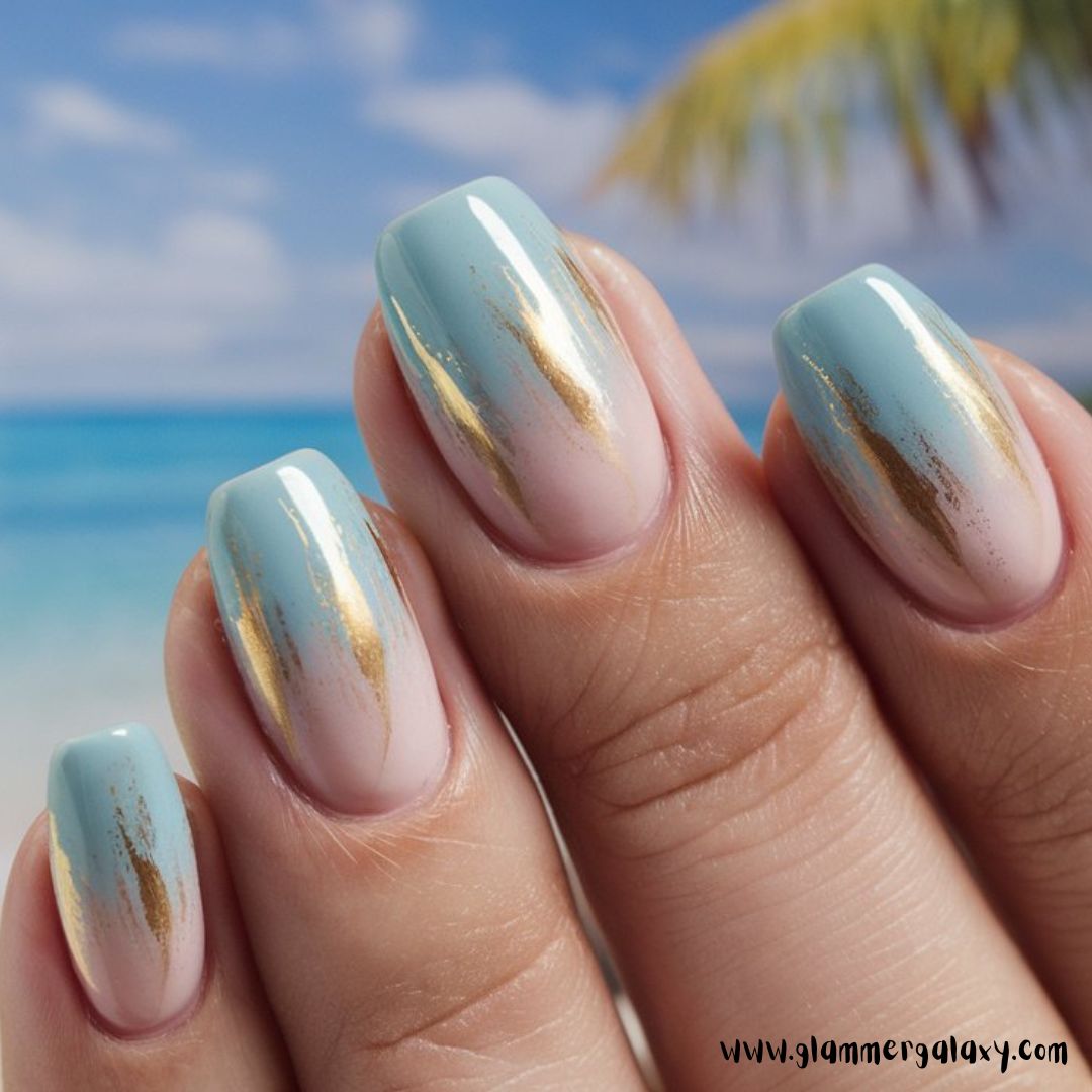 Classy Vacation Nails having Skyline Streaks
