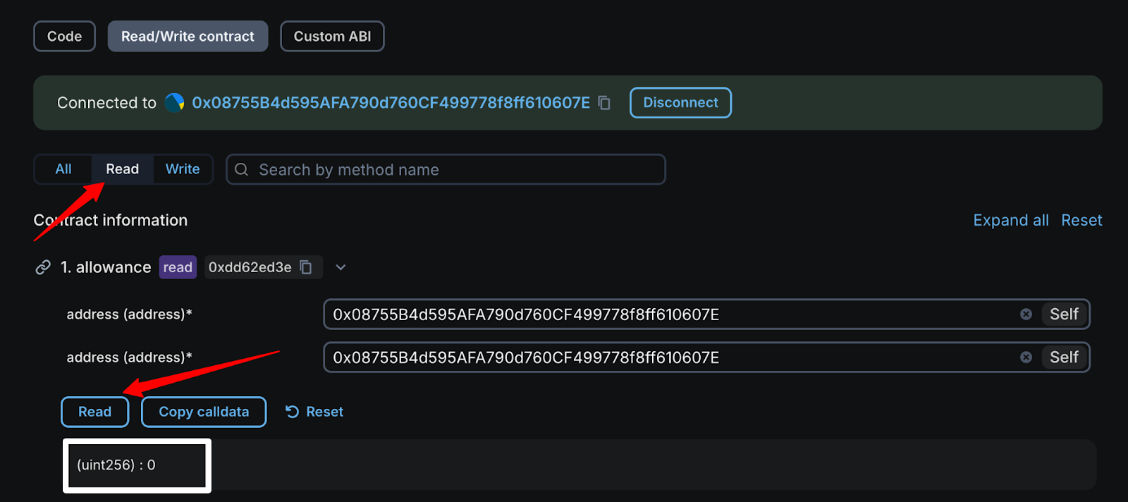 Read Method on Blockscout