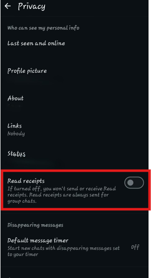 How to turn off read receipts