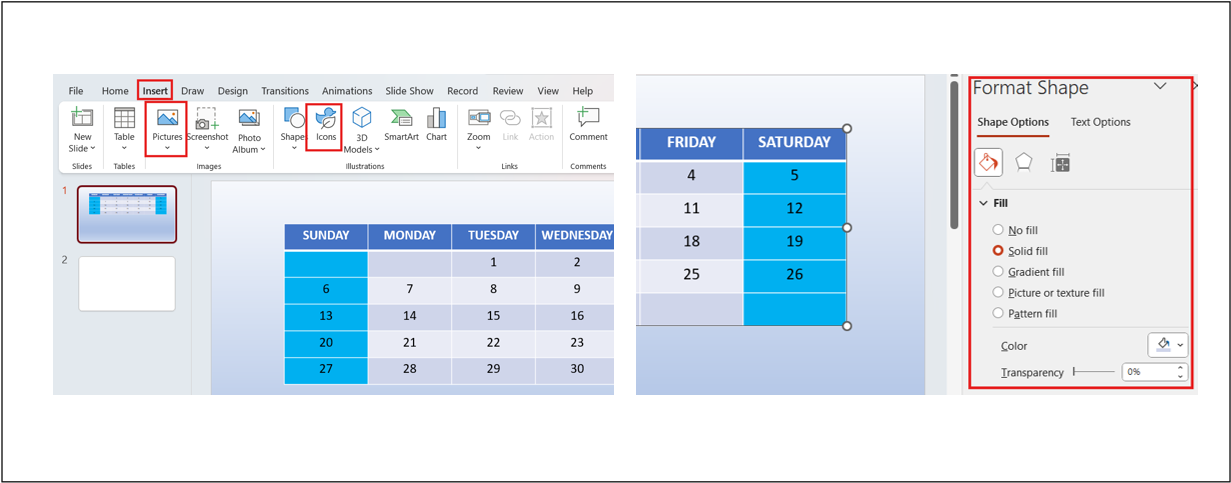 Inserting Picture, Icons & Format Shape Options in PowerPoint