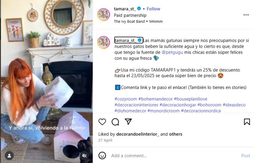 partnership ad on Instagram