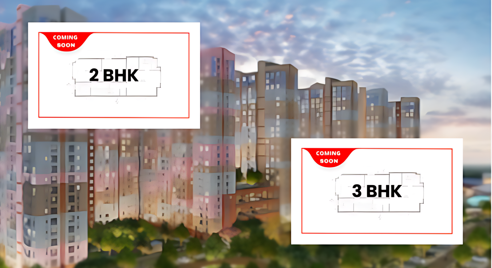 Brigade El Dorado floor plan and configuration of 2 and 3 BHK.