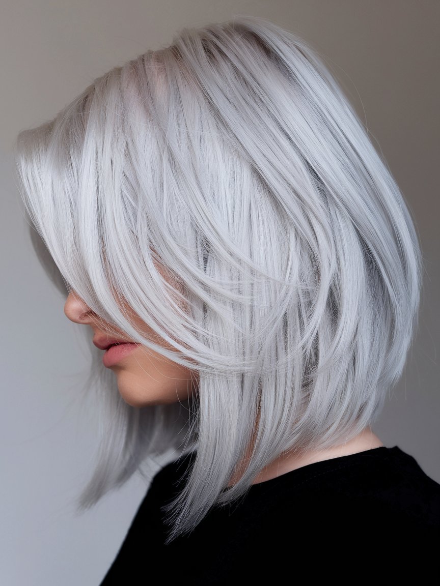 34. Angled Layered Silver Bob