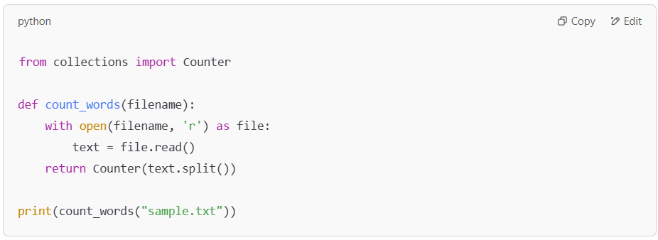 Python script to count word occurrences in a file.