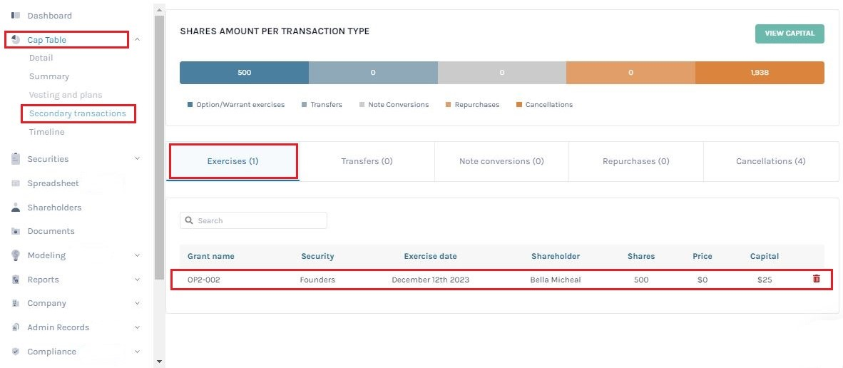 Secondary Transactions