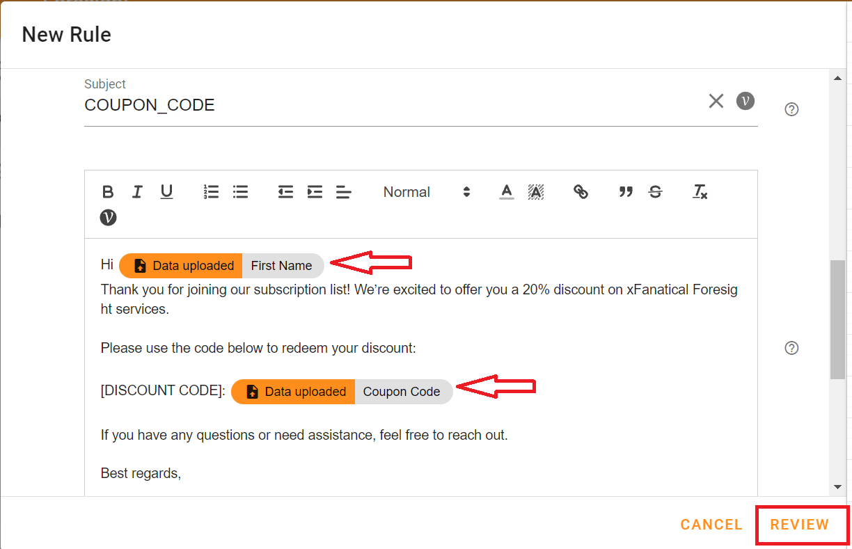 Mail Merge in Gmail using xFanatical Foresight-Email Action