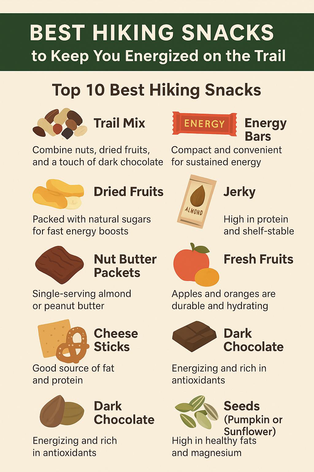 Best Hiking Snacks to Keep You Energized on the Trail - Infographics