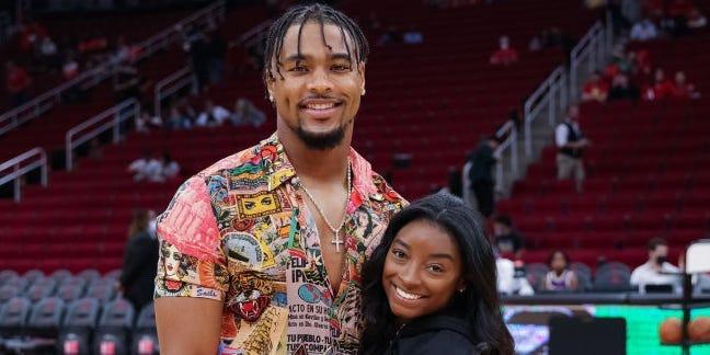 Simone Biles' husband, Jonathan Owens, is missing training camp to watch  his wife at the Olympics. Here's a timeline of their 4-year relationship.