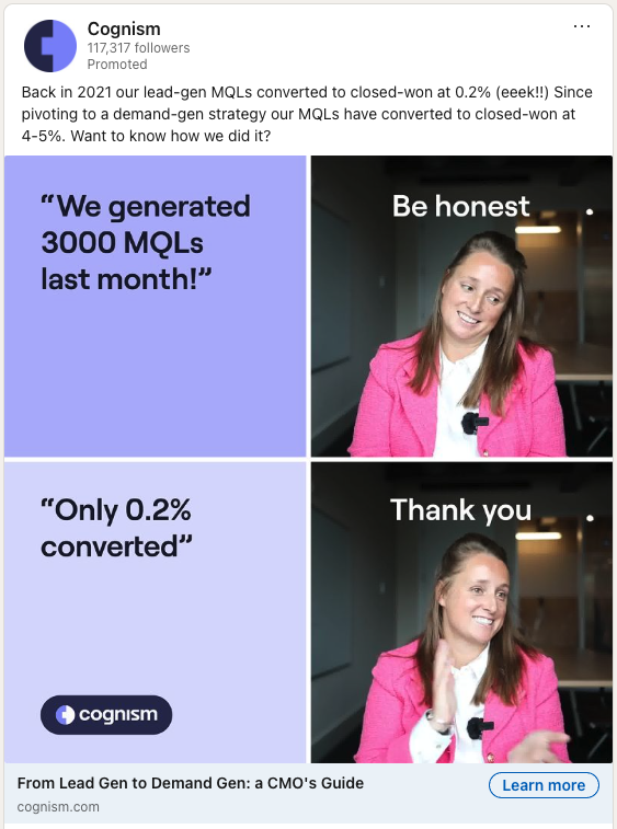 Cognism ad on LinkedIn