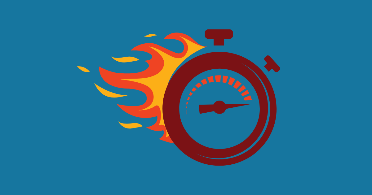 A speedometer with flames coming out of it

Description automatically generated